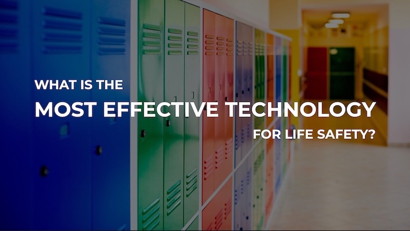 Colorful metal lockers installed in the hallway of the school.